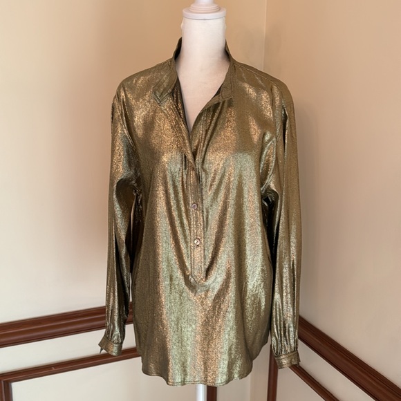 Rare Find Vintage Stephen Burrows Shimmery Gold Blouse - Size 10 - Picture 5 of 12
